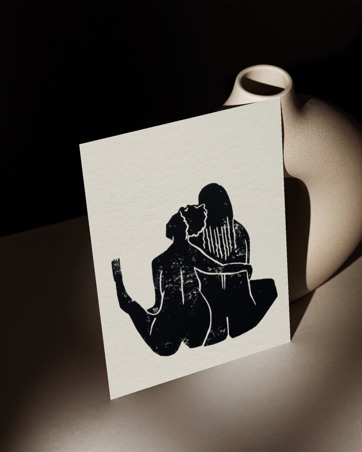 UMARMT - Linoldruck in A5